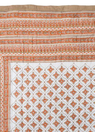 Kashish Jaal Brown and Rust Hand Block Print Cotton Quilt