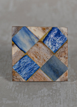 Blue and Brown Square Bone Knobs