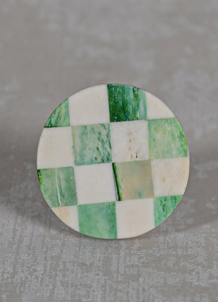 Green and White Round Shape Bone Knobs