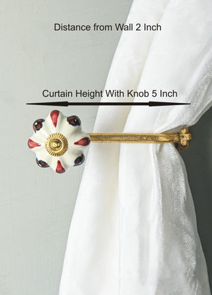 Curtain Tie Backs Hook Decorative Wall Hook-Turquoise Dots (Set of Two)