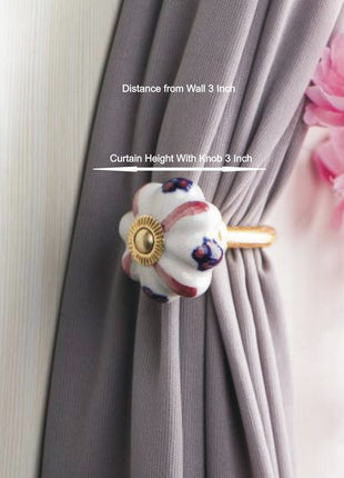 Curtain Tie Backs Hook Decorative Wall Hook- White Knob (Set of Two)