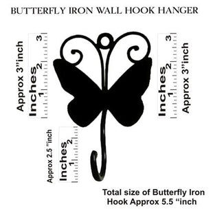 Blue Pottery Iron Wall Hook - Blue, Turquoise and Yellow Butterfly