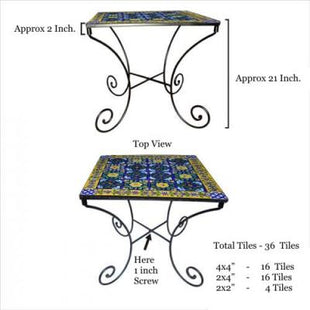 Blue Pottery Iron Coffee Table