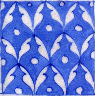 A nice white pattern on blue tile (3x3-BPT21)
