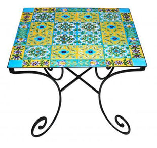 Blue Pottery Iron Coffee Table