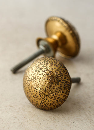 Brass Metal Cabinet Knob with Flower Design
