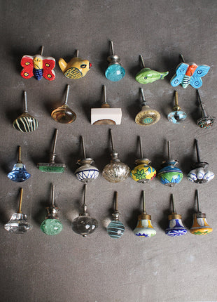 Assorted Ceramic, Glass, Metal, Resin, Pottery, or Wooden Kitchen Cabinet Drawer Door Knobs
