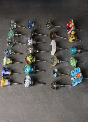 Assorted Ceramic, Glass, Metal, Resin, Pottery, or Wooden Kitchen Cabinet Drawer Door Knobs
