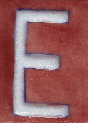 White E Alphabet Brown Base Tile (2x2)