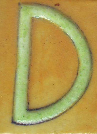 Lime Green D Alphabet Yellow Tile (2x2)