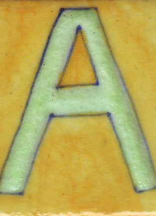Lime Green A Alphabet Yellow Tile (2x2)