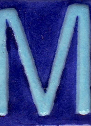 Turquoise M Alphabet Blue Base Tile (2x2)