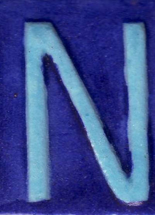 Turquoise N Alphabet Blue Base Tile (2x2)