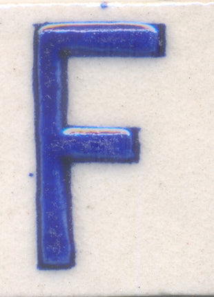 Blue F alphabet white tile (2x2)