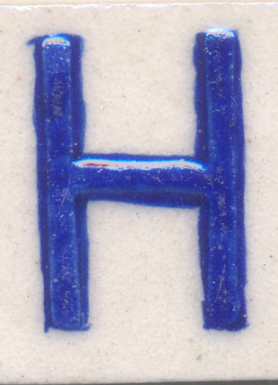 Blue H alphabet white tile (2x2)