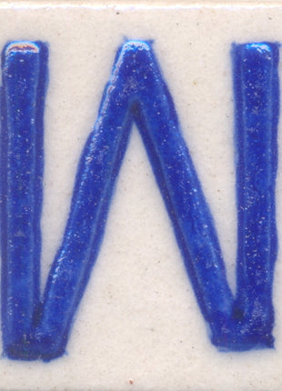 Blue W alphabet white tile (2x2)