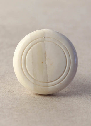 Solid White Textured Resin Bone Bathroom Cabinet Knob With Circle