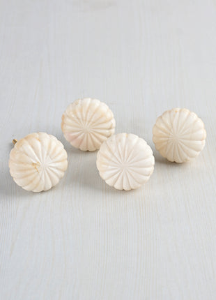 Vintage White Seashell Design Resin Bone Bathroom Cabinet Knob