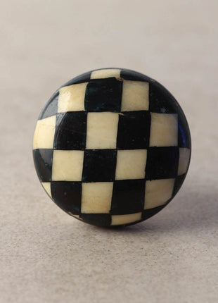 Black And White Checkered Resin Bone Cupboard Knob