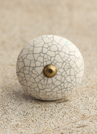 Cracked White Ceramic Cabinet Knob