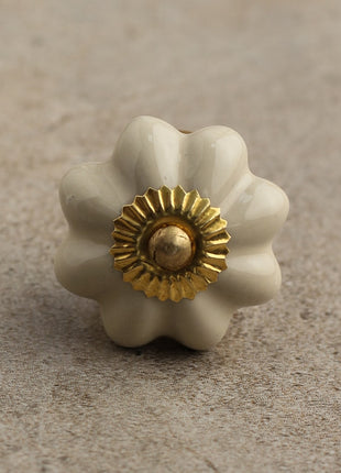 Cream Color Handmade Flower Shaped Ceramic Drawer Knob