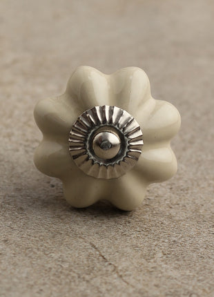 Cream Color Handmade Flower Shaped Ceramic Drawer Knob
