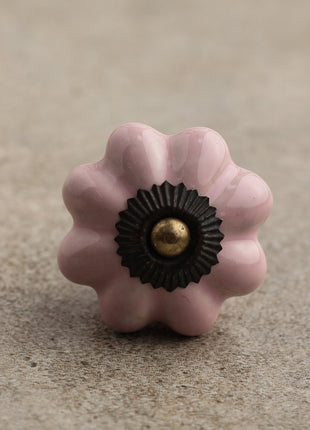 Solid Pink Flower Shape Ceramic Cabinet Knob