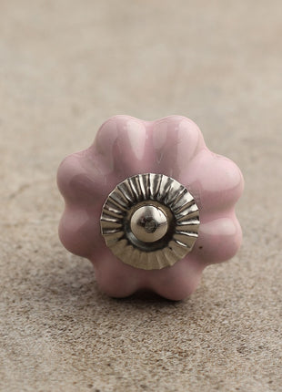 Solid Pink Flower Shape Ceramic Cabinet Knob
