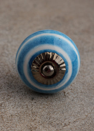Turquoise And White Spiral Hand Painted Cabinet Knob