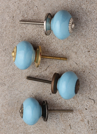 Solid Turquoise Ceramic Dresser Cabinet Knob