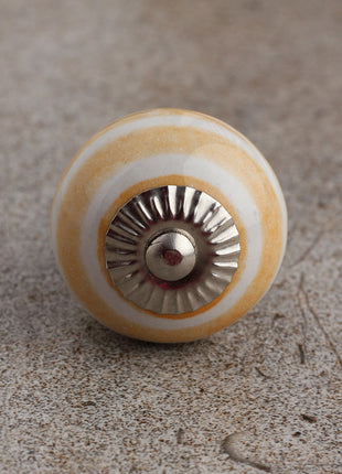 Stylish White Ceramic Cabinet Knob With Yellow Spiral