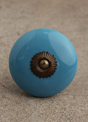 Solid Round Shape Turquoise Color Cabinet Knob