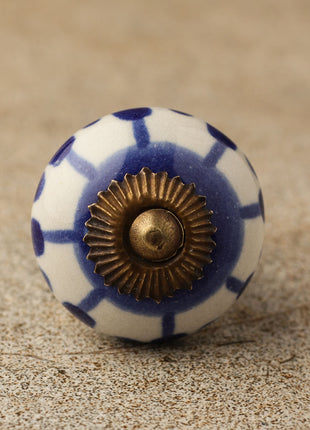 Blue design with white base ceramic knob
