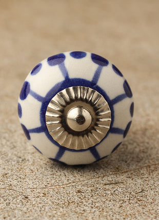 Blue design with white base ceramic knob