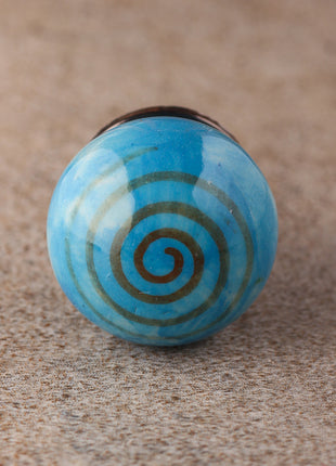 Turquoise Spiral Distinctive Ceramic Drawer Knob