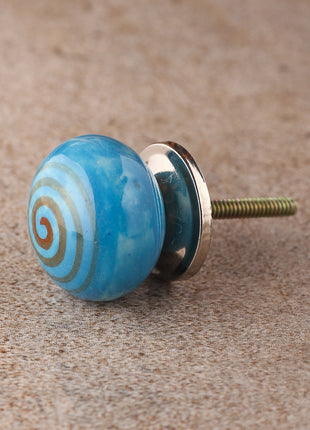 Turquoise Spiral Distinctive Ceramic Drawer Knob