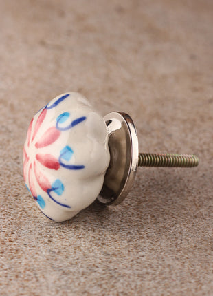 Elegant White Ceramic Cabinet Knob With Multicolor Design