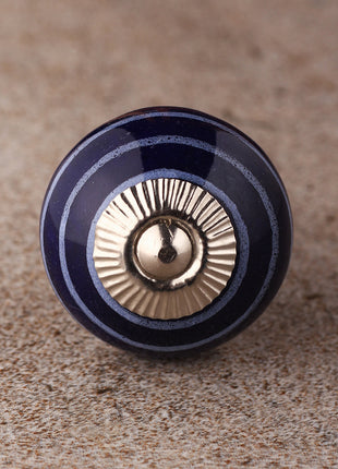 Blue And Light Purple Spiral Hand Painted Cabinet Knob
