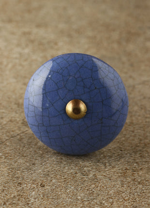 Blue Crackle Round Ceramic Dresser Cabinet Knob