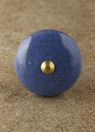 Blue Crackle Round Ceramic Dresser Cabinet Knob