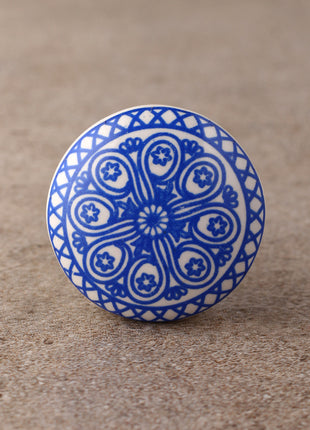 Blue and White Design Transfer Flat Knobs
