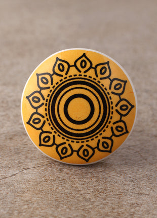 Yellow and Black Design Screen Printed Cabinet Knobs