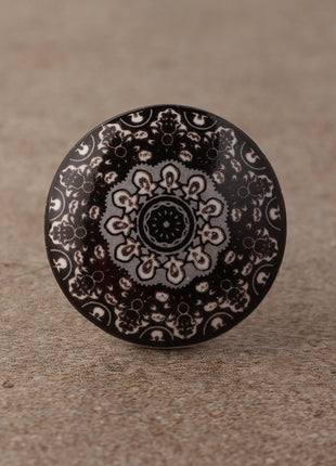 Designer Black Round Ceramic Dresser Cabinet Knob