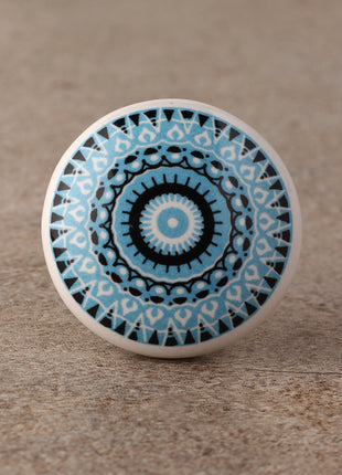 Turquoise and Black design Flat Screen Printed Cabinet Knob