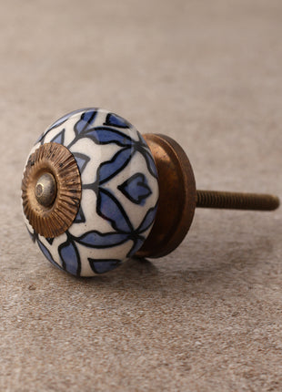 Round Blue design Ceramic Drawer knob