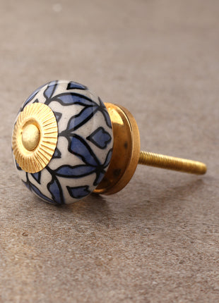 Round Blue design Ceramic Drawer knob