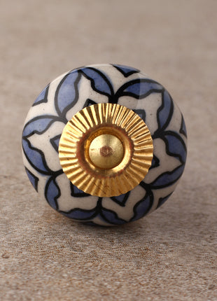 Round Blue design Ceramic Drawer knob