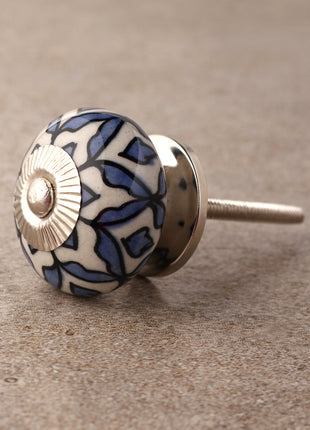 Round Blue design Ceramic Drawer knob