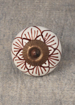 Well Designed White Ceramic Drawer Knob With Brown Print