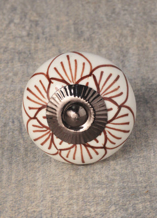 Well Designed White Ceramic Drawer Knob With Brown Print